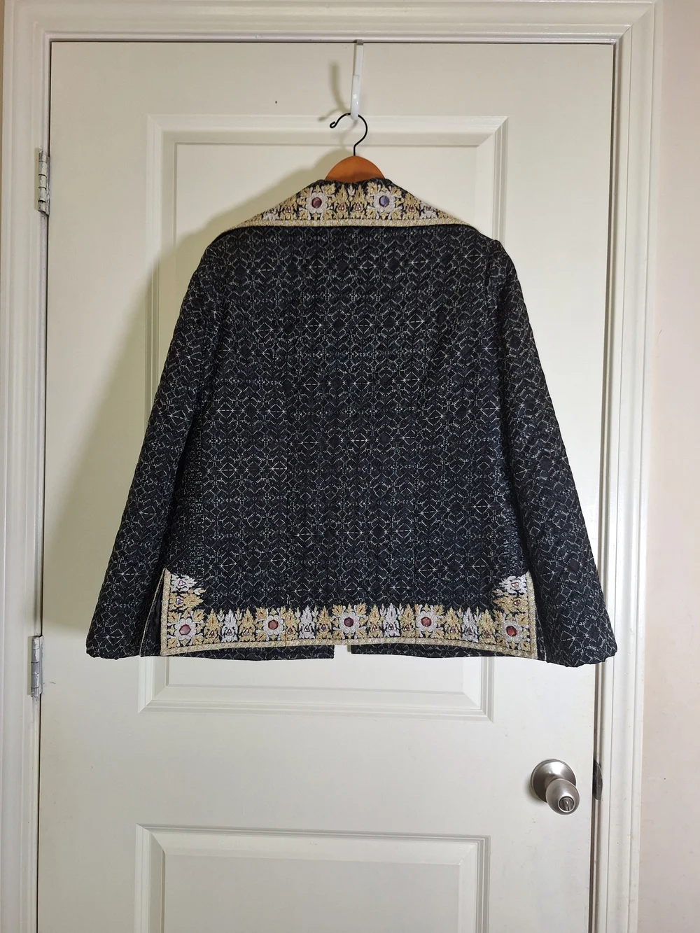Burlington Aztec Print Quilted Embroidered Coat Jacket Size L